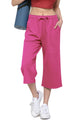 WB2381 Womens Capri Pants Loose Yoga Pants Wide Leg Drawstring Comfy Lounge Pajama Capris Sweatpants with Pockets