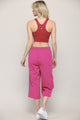 WB2381 Womens Capri Pants Loose Yoga Pants Wide Leg Drawstring Comfy Lounge Pajama Capris Sweatpants with Pockets