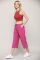 WB2381 Womens Capri Pants Loose Yoga Pants Wide Leg Drawstring Comfy Lounge Pajama Capris Sweatpants with Pockets