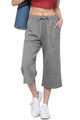WB2381 Womens Capri Pants Loose Yoga Pants Wide Leg Drawstring Comfy Lounge Pajama Capris Sweatpants with Pockets