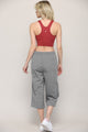 WB2381 Womens Capri Pants Loose Yoga Pants Wide Leg Drawstring Comfy Lounge Pajama Capris Sweatpants with Pockets