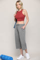 WB2381 Womens Capri Pants Loose Yoga Pants Wide Leg Drawstring Comfy Lounge Pajama Capris Sweatpants with Pockets