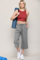 WB2381 Womens Capri Pants Loose Yoga Pants Wide Leg Drawstring Comfy Lounge Pajama Capris Sweatpants with Pockets