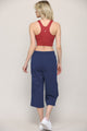 WB2381 Womens Capri Pants Loose Yoga Pants Wide Leg Drawstring Comfy Lounge Pajama Capris Sweatpants with Pockets