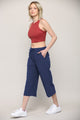 WB2381 Womens Capri Pants Loose Yoga Pants Wide Leg Drawstring Comfy Lounge Pajama Capris Sweatpants with Pockets