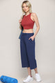 WB2381 Womens Capri Pants Loose Yoga Pants Wide Leg Drawstring Comfy Lounge Pajama Capris Sweatpants with Pockets