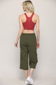 WB2381 Womens Capri Pants Loose Yoga Pants Wide Leg Drawstring Comfy Lounge Pajama Capris Sweatpants with Pockets