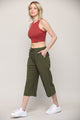 WB2381 Womens Capri Pants Loose Yoga Pants Wide Leg Drawstring Comfy Lounge Pajama Capris Sweatpants with Pockets