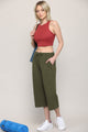 WB2381 Womens Capri Pants Loose Yoga Pants Wide Leg Drawstring Comfy Lounge Pajama Capris Sweatpants with Pockets