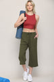 WB2381 Womens Capri Pants Loose Yoga Pants Wide Leg Drawstring Comfy Lounge Pajama Capris Sweatpants with Pockets