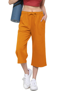 WB2381 Womens Capri Pants Loose Yoga Pants Wide Leg Drawstring Comfy Lounge Pajama Capris Sweatpants with Pockets