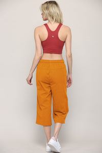 WB2381 Womens Capri Pants Loose Yoga Pants Wide Leg Drawstring Comfy Lounge Pajama Capris Sweatpants with Pockets