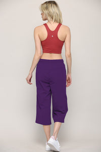 WB2381 Womens Capri Pants Loose Yoga Pants Wide Leg Drawstring Comfy Lounge Pajama Capris Sweatpants with Pockets