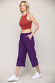 WB2381 Womens Capri Pants Loose Yoga Pants Wide Leg Drawstring Comfy Lounge Pajama Capris Sweatpants with Pockets