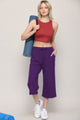 WB2381 Womens Capri Pants Loose Yoga Pants Wide Leg Drawstring Comfy Lounge Pajama Capris Sweatpants with Pockets