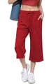 WB2381 Womens Capri Pants Loose Yoga Pants Wide Leg Drawstring Comfy Lounge Pajama Capris Sweatpants with Pockets