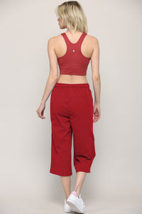 WB2381 Womens Capri Pants Loose Yoga Pants Wide Leg Drawstring Comfy Lounge Pajama Capris Sweatpants with Pockets