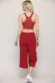 WB2381 Womens Capri Pants Loose Yoga Pants Wide Leg Drawstring Comfy Lounge Pajama Capris Sweatpants with Pockets