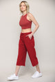 WB2381 Womens Capri Pants Loose Yoga Pants Wide Leg Drawstring Comfy Lounge Pajama Capris Sweatpants with Pockets
