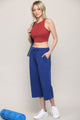 WB2381 Womens Capri Pants Loose Yoga Pants Wide Leg Drawstring Comfy Lounge Pajama Capris Sweatpants with Pockets