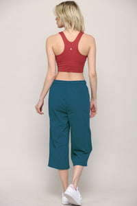 WB2381 Womens Capri Pants Loose Yoga Pants Wide Leg Drawstring Comfy Lounge Pajama Capris Sweatpants with Pockets