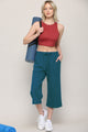 WB2381 Womens Capri Pants Loose Yoga Pants Wide Leg Drawstring Comfy Lounge Pajama Capris Sweatpants with Pockets