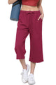 WB2381 Womens Capri Pants Loose Yoga Pants Wide Leg Drawstring Comfy Lounge Pajama Capris Sweatpants with Pockets