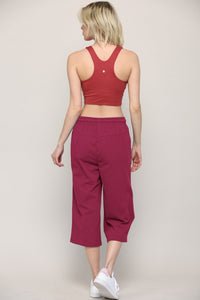 WB2381 Womens Capri Pants Loose Yoga Pants Wide Leg Drawstring Comfy Lounge Pajama Capris Sweatpants with Pockets