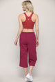 WB2381 Womens Capri Pants Loose Yoga Pants Wide Leg Drawstring Comfy Lounge Pajama Capris Sweatpants with Pockets