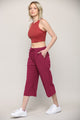 WB2381 Womens Capri Pants Loose Yoga Pants Wide Leg Drawstring Comfy Lounge Pajama Capris Sweatpants with Pockets