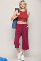 WB2381 Womens Capri Pants Loose Yoga Pants Wide Leg Drawstring Comfy Lounge Pajama Capris Sweatpants with Pockets