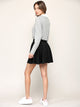 WB2382 Women's Casual Mini Flared Plain Pleated Skater Skirt with Shorts