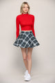 WB2382 Women's Casual Mini Flared Plain Pleated Skater Skirt with Shorts