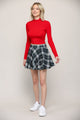 WB2382 Women's Casual Mini Flared Plain Pleated Skater Skirt with Shorts