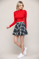 WB2382 Women's Casual Mini Flared Plain Pleated Skater Skirt with Shorts