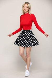 WB2382 Women's Casual Mini Flared Plain Pleated Skater Skirt with Shorts