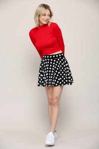 WB2382 Women's Casual Mini Flared Plain Pleated Skater Skirt with Shorts