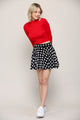 WB2382 Women's Casual Mini Flared Plain Pleated Skater Skirt with Shorts