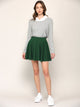 WB2382 Women's Casual Mini Flared Plain Pleated Skater Skirt with Shorts