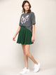 WB2382 Women's Casual Mini Flared Plain Pleated Skater Skirt with Shorts