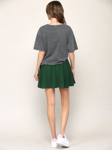 WB2382 Women's Casual Mini Flared Plain Pleated Skater Skirt with Shorts
