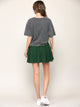 WB2382 Women's Casual Mini Flared Plain Pleated Skater Skirt with Shorts