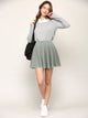 WB2382 Women's Casual Mini Flared Plain Pleated Skater Skirt with Shorts