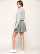 WB2382 Women's Casual Mini Flared Plain Pleated Skater Skirt with Shorts