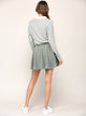 WB2382 Women's Casual Mini Flared Plain Pleated Skater Skirt with Shorts