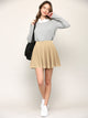 WB2382 Women's Casual Mini Flared Plain Pleated Skater Skirt with Shorts