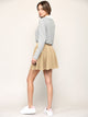 WB2382 Women's Casual Mini Flared Plain Pleated Skater Skirt with Shorts