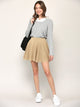 WB2382 Women's Casual Mini Flared Plain Pleated Skater Skirt with Shorts