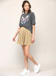 WB2382 Women's Casual Mini Flared Plain Pleated Skater Skirt with Shorts