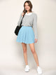 WB2382 Women's Casual Mini Flared Plain Pleated Skater Skirt with Shorts